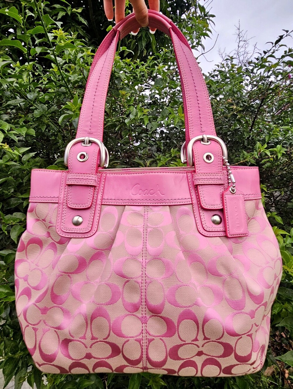 Coach F15047 Barbie Pink Signature Soho Shoulder Bag Y2K